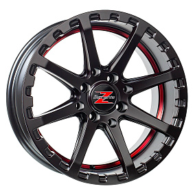 Barzetta ATV Satin Black With Red Stripe 7x16 4x115 10